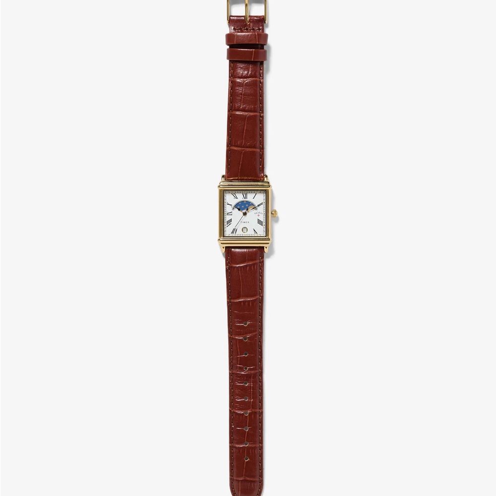 Noah x Timex Moonphase Gold Watch with Brown Leather Strap - Picture 5 of 5